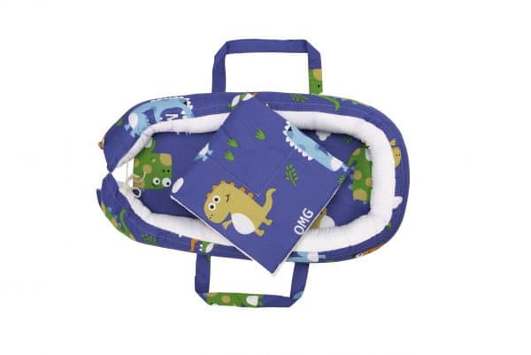 Baby Nest Somnart: babakosár + matrac 42x84x2 cm + kiságy 70×70 cm-es dinoszaurusz modell