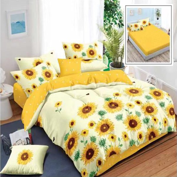 Extra ágynemű Extra 6 db, lepedő gumis matrachoz 140×200, 160×200 vagy 180×200, lepedő 200×230, 2 oldalpárna 50×70, 2 oldalpárna 70×70, napraforgó