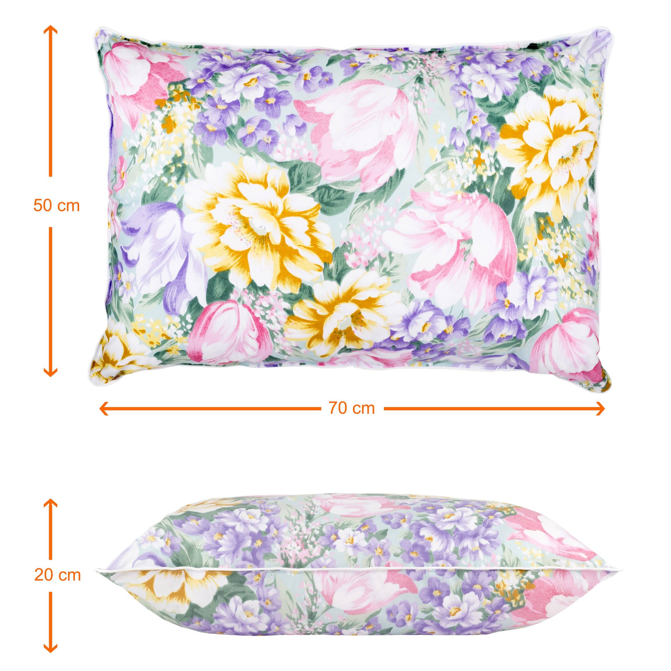 SOMNART párna, 50 × 70 cm, toll töltet 90%, pehely 10%, 100% pamut, sokszínű virágmintás SOMNART párna, 50 × 70 cm, toll töltet 90%, pehely 10%, 100% pamut, sokszínű virágmintás