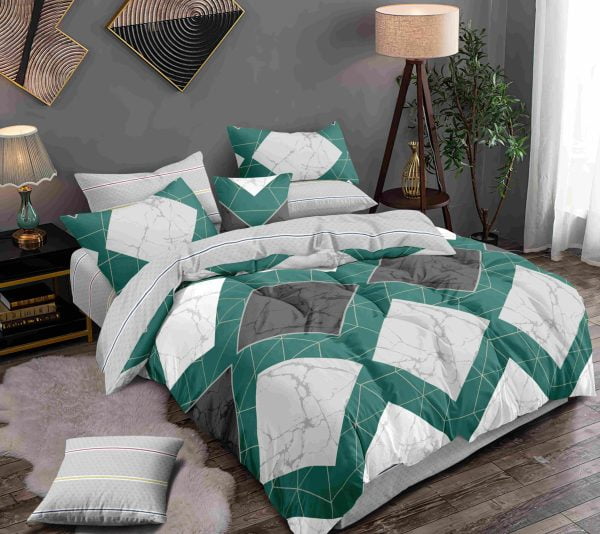 BS012 nyomott mikroszálas ágynemű, lepedő cipzárral 200 × 230, lepedő 230 × 250, 2 oldalsó párna 50 × 70 hajlítóval