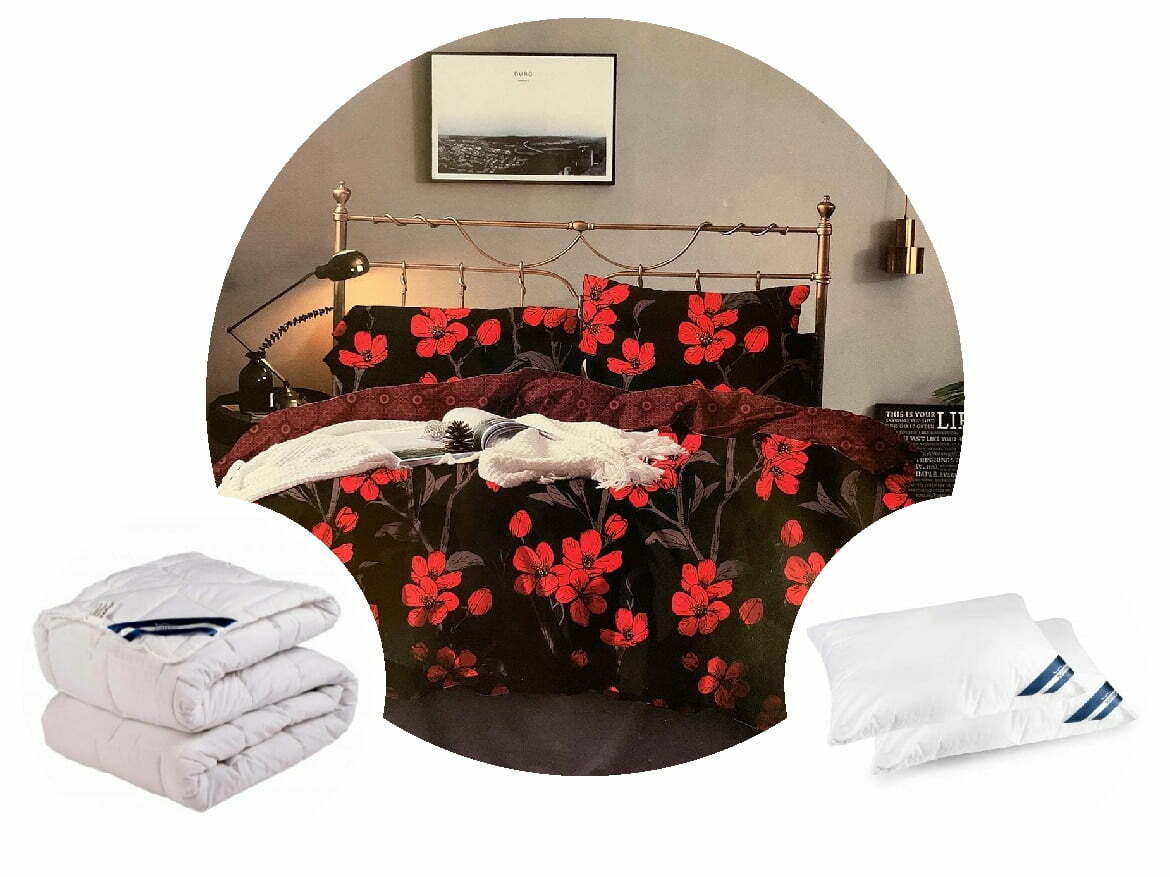 📣 AKCIÓS CSOMAG: 1 vászon 4db Cotton Finet modell piros virág + 1 paplan 200×220 + 2 párna 50×70 📣 AKCIÓS CSOMAG: 1 vászon 4db Cotton Finet modell piros virág + 1 paplan 200×220 + 2 párna 50×70