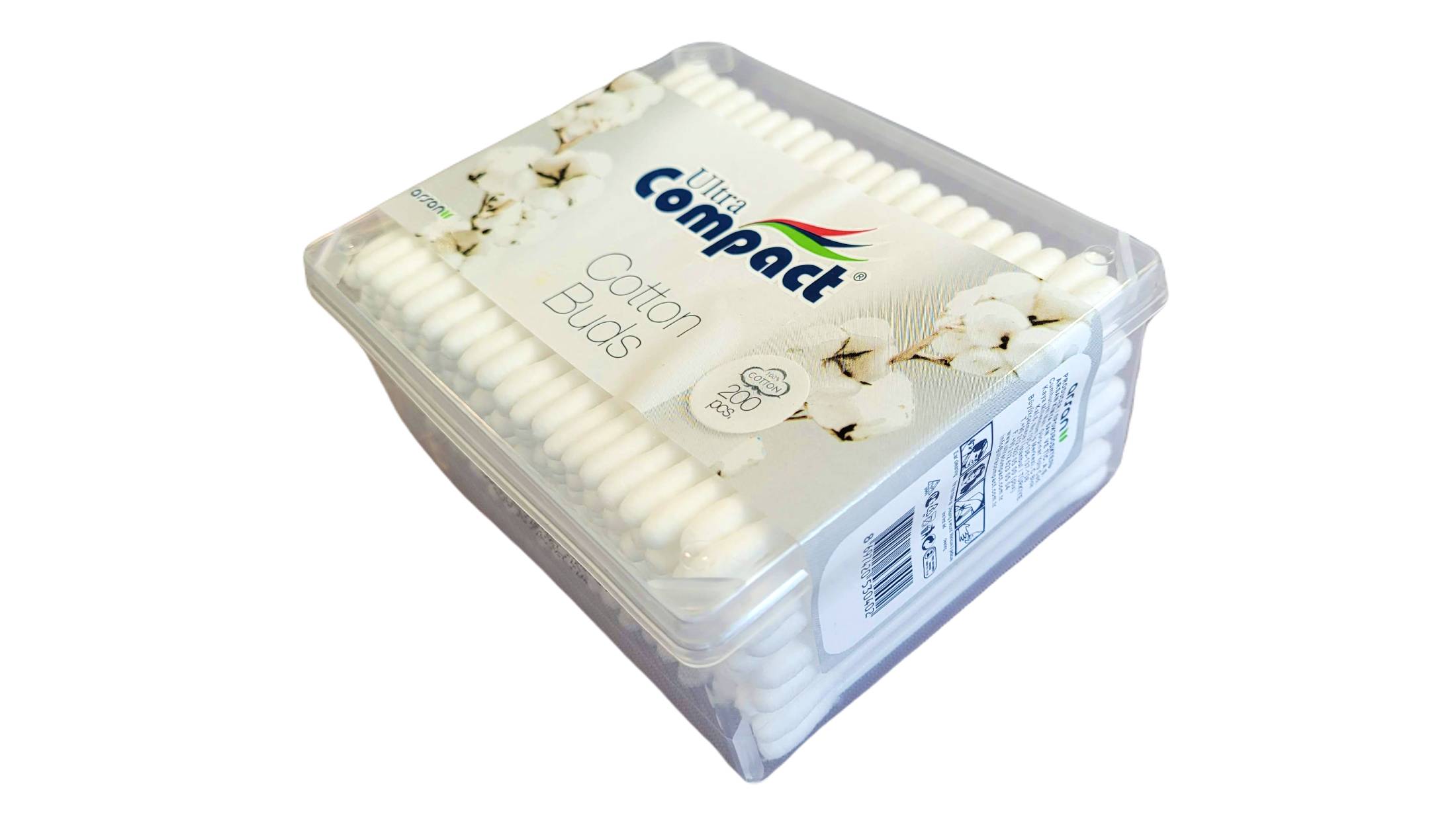 Fülrudak, 100% pamut, Ultra Compact Cotton Buds, 200 db Fülrudak, 100% pamut, Ultra Compact Cotton Buds, 200 db