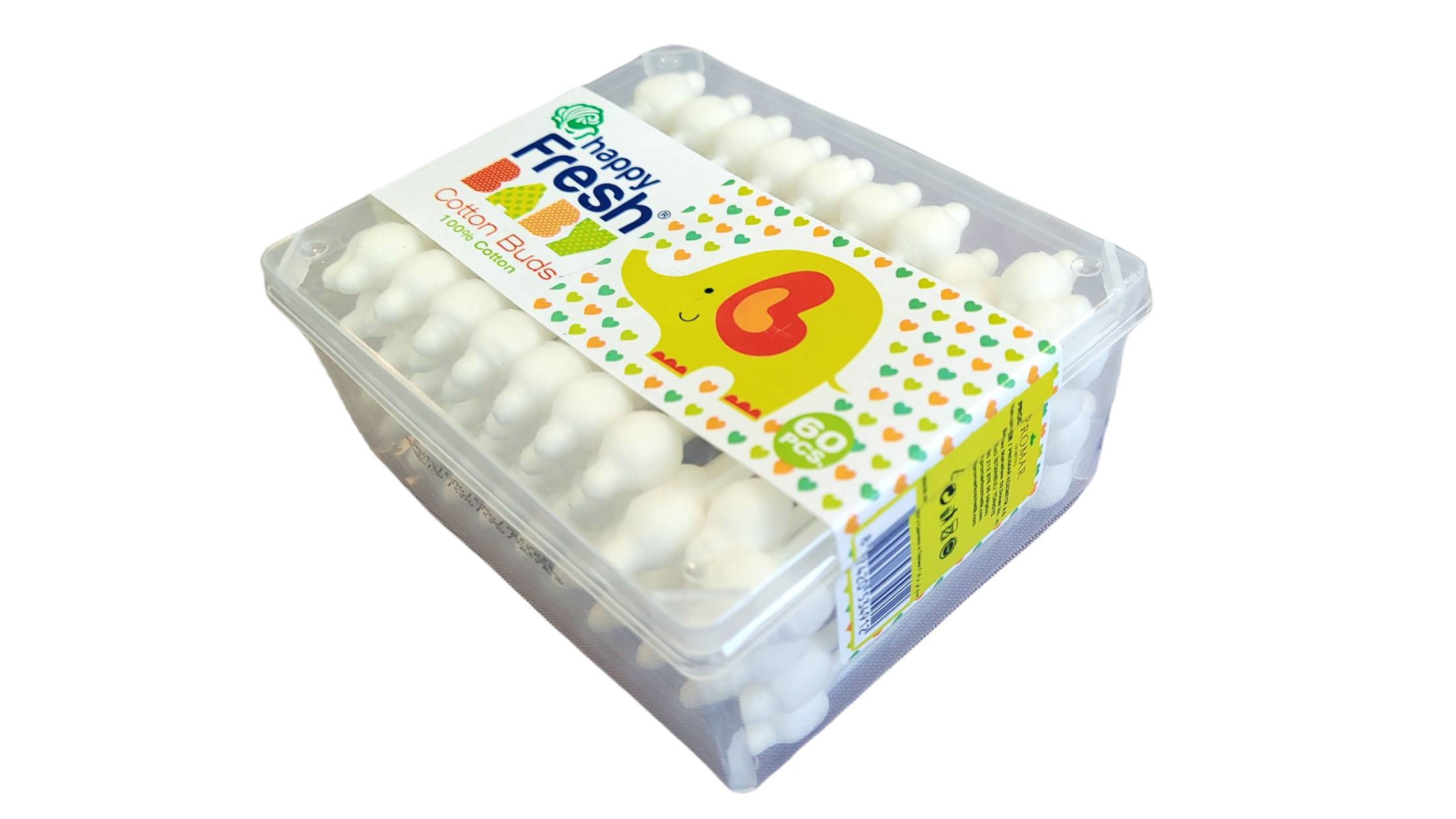 Fülrudak babáknak és gyerekeknek, happy Fresh Cotton Buds, doboz 60 db Fülrudak babáknak és gyerekeknek, happy Fresh Cotton Buds, doboz 60 db