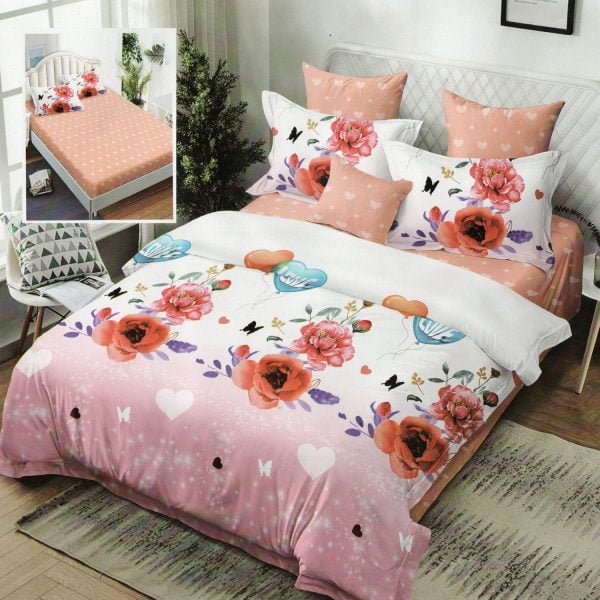 📣 AKCIÓS CSOMAG: 1 db extra finom ágynemű 6db lepedővel, rugalmas, Szerelemvirág + 1 db 200×220-as paplan + 2 db 50×70-es párna + 2 db 70×70-es párna