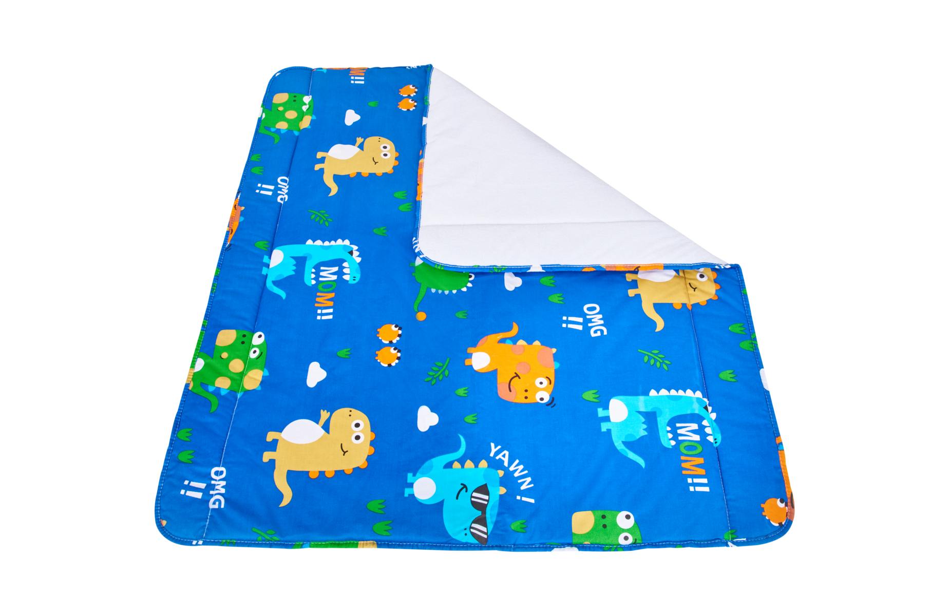 Baba vízálló takaró, vattakorong, SomnART, 100×110 cm, Dinoszauruszok Baba vízálló takaró, vattakorong, SomnART, 100×110 cm, Dinoszauruszok