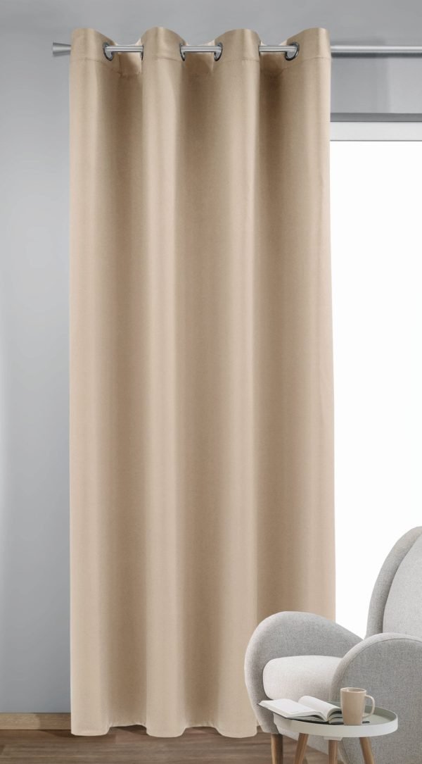 Dimout drapéria, gyűrűkkel, Mia Dimout, L140 x H245, krém-bézs