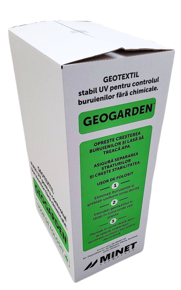 Bax 24 tekercs Geogarden agrotextil geotextil agrofólia, 100gr/m2, szélesség 1 m, hossz 12m/tekercs, felület 12m2/tekercs, teljes felület 288 m2