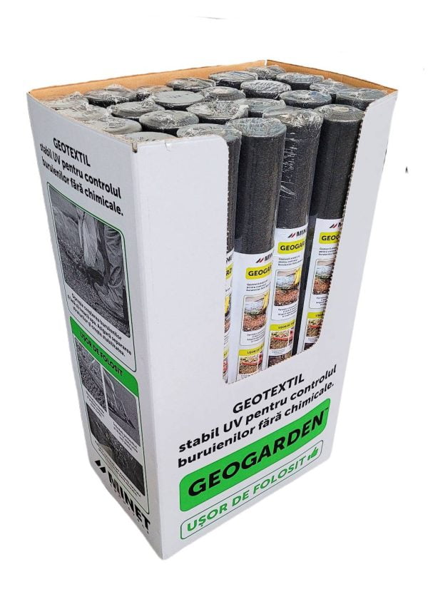 96 tekercses csomag Geogarden agrotextil geotextil agrofólia, 100gr/m2, szélesség 1 m, hossza 12m/tekercs, felület 12m2/tekercs, teljes felület 1152 m2, fehér