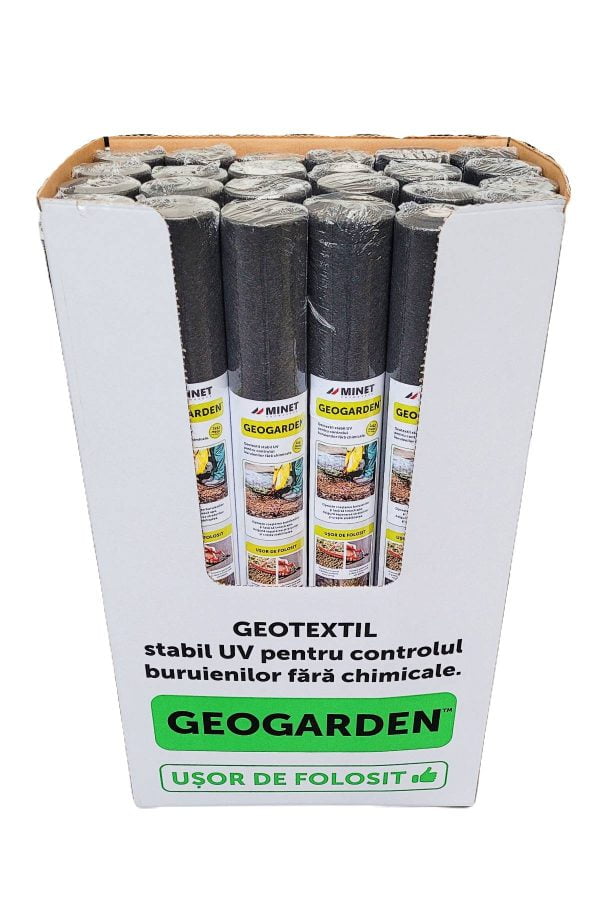 Bax 24 tekercs Geogarden agrotextil geotextil agrofólia, 100gr/m2, szélesség 1 m, hossz 12m/tekercs, felület 12m2/tekercs, teljes felület 288 m2