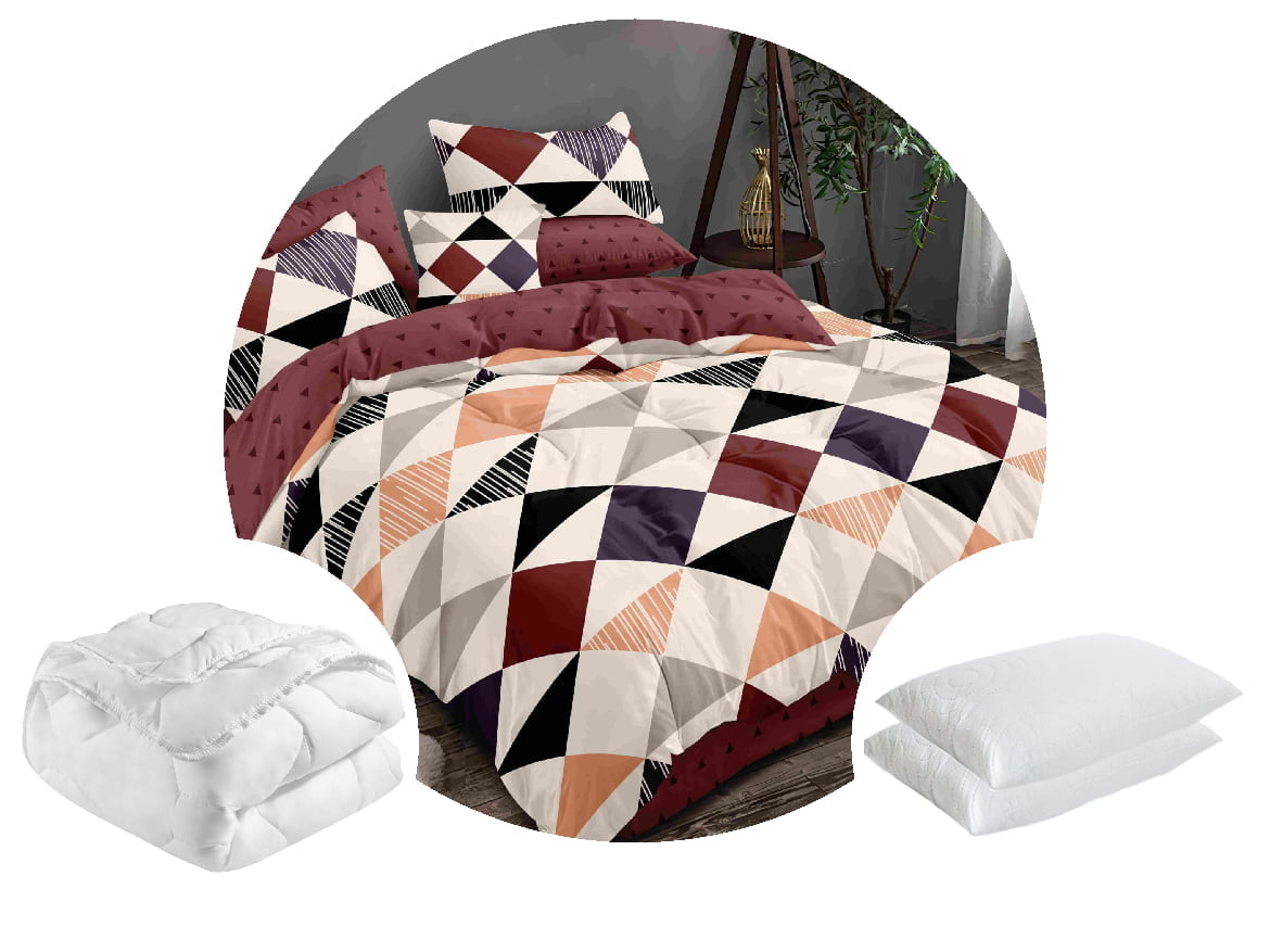 📣Csomag 1 db Ágynemű BS006 nyomott mikroszálas + 1 db 200×220-as paplan + 2 db 50×70-es párna