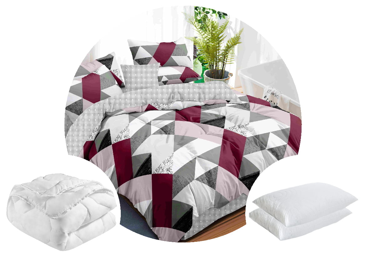 📣Csomag 1 db Ágynemű BS006 nyomott mikroszálas + 1 db 200×220-as paplan + 2 db 50×70-es párna