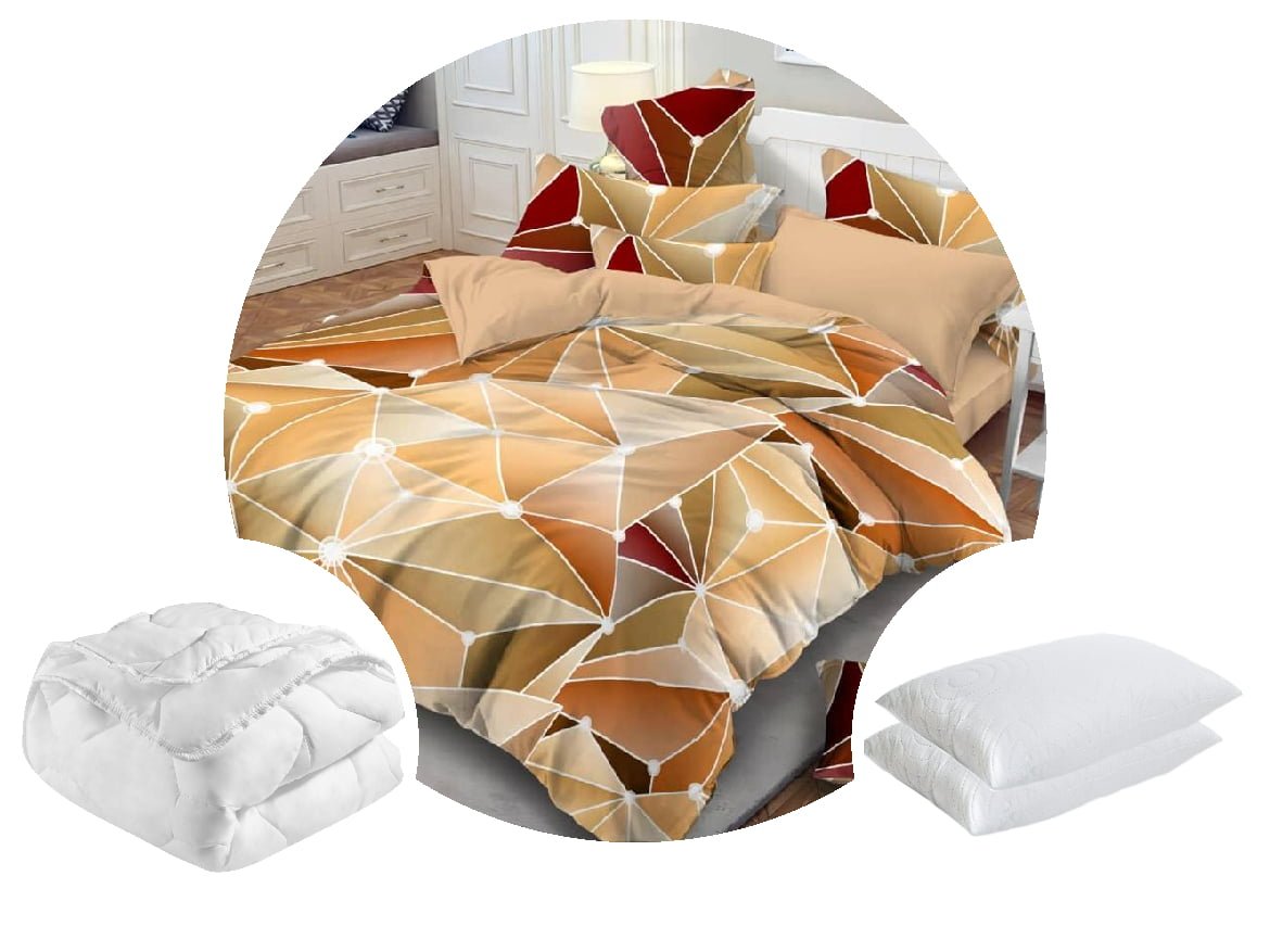 📣Csomag 1 db Ágynemű BS006 nyomott mikroszálas + 1 db 200×220-as paplan + 2 db 50×70-es párna
