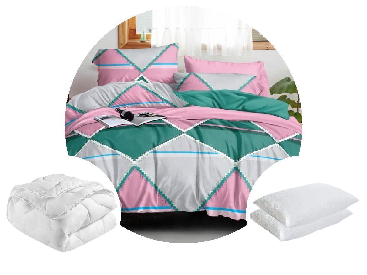 📣Csomag 1 db Ágynemű BS006 nyomott mikroszálas + 1 db 200×220-as paplan + 2 db 50×70-es párna